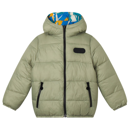 Kids Reversible Puffer Jacket Green