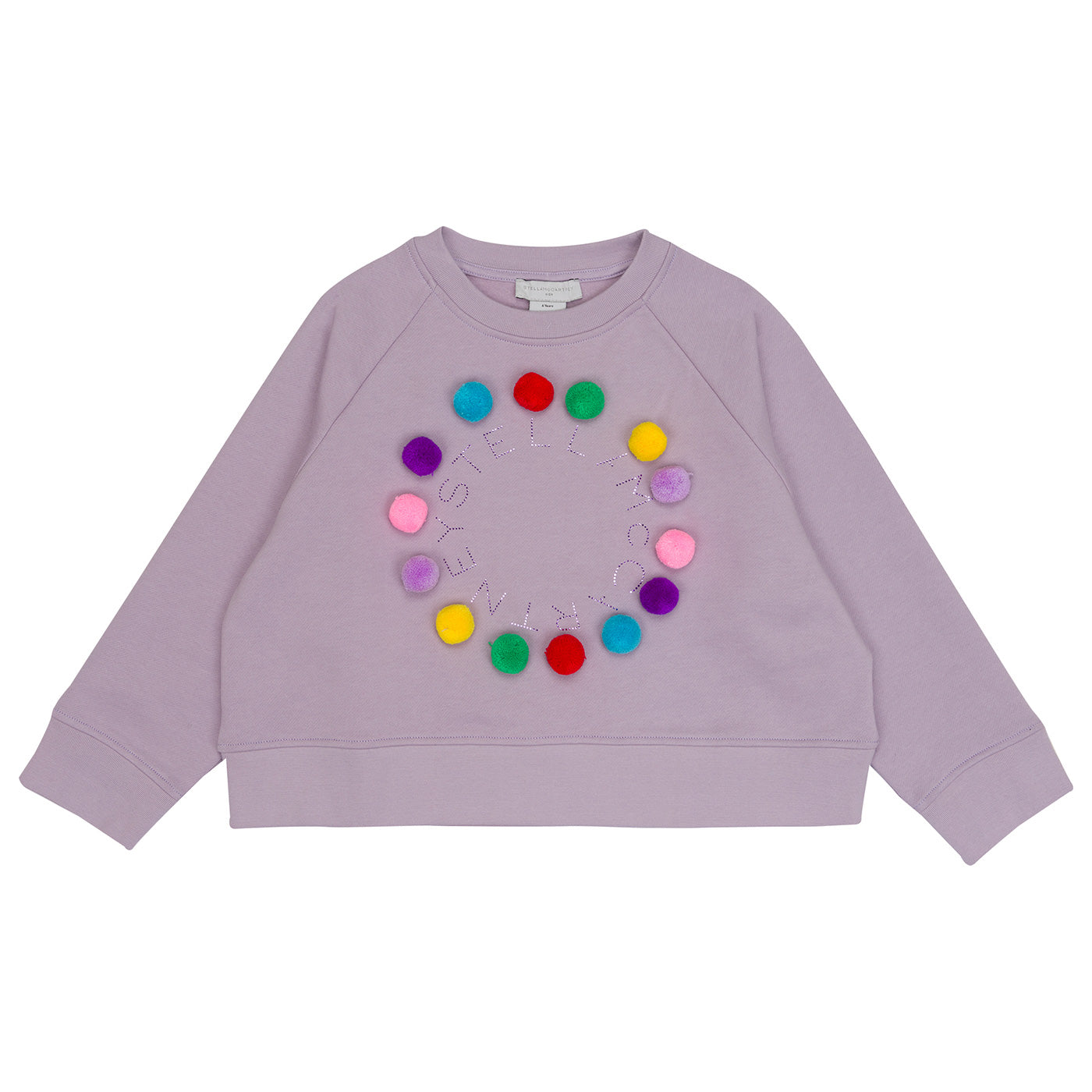 Kids Sweatshirt Crop with Purple Pom-Poms