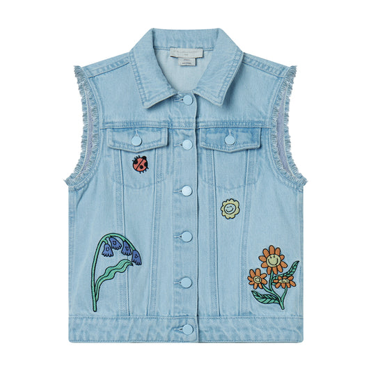 52A.TW2A12_Z0746_600 # Kids Sleeveless Denim Jacket Woodland