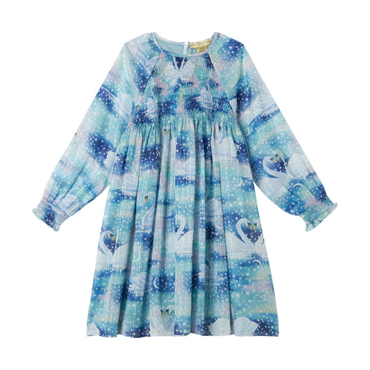 52B.TX1E00_Z3364_999MC # Παιδικό Φόρεμα Swans Blue