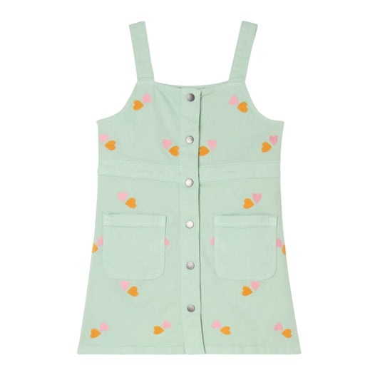 62A.TY1A22_Z3454_754EM # Παιδικό Αμάνικο Τζιν Φόρεμα Double Hearts Mint