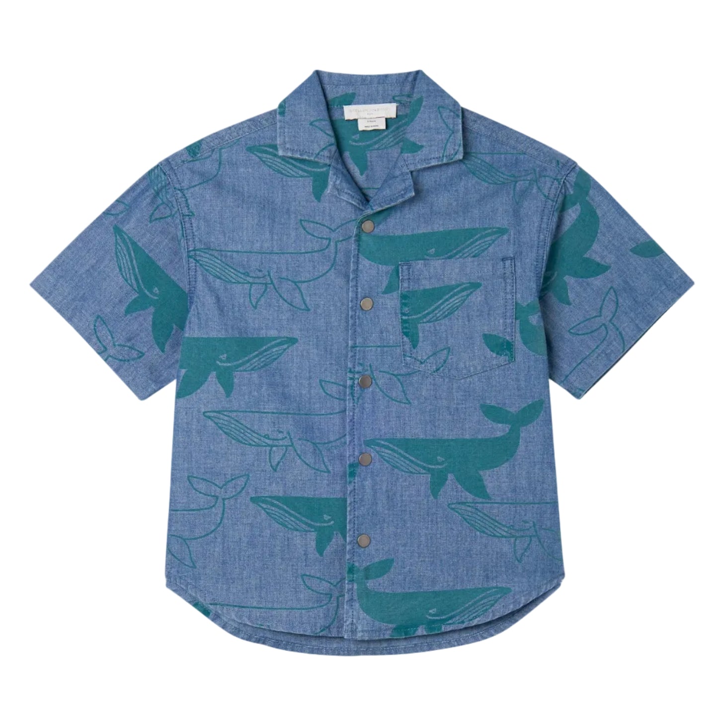 62A.TY5P11_Z3546_606MC # Kids Short Sleeve Denim Shirt Whales