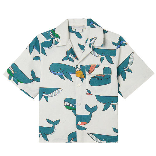 62A.TY5P71_Z3553_101MC # Παιδικό Κοντομάνικο Πουκάμισο Blue Whales