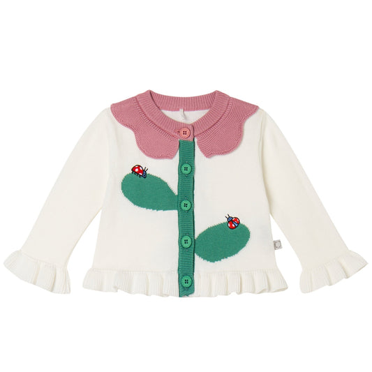 62A.TY9100_Z2423_101 # Βρεφική Πλεκτή Ζακέτα Flower