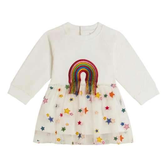 62B.TZ1040_Z3059_101 # Baby Sweatshirt Dress with Tulle Skirt Sparkling Rainbow