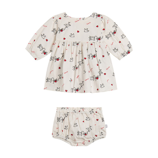Baby Long Sleeve Dress Love Birds