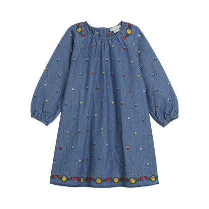 62B.TZ1A50_Z3892_606EM # Kids Long Sleeved Chambray Dress Mini Tulips