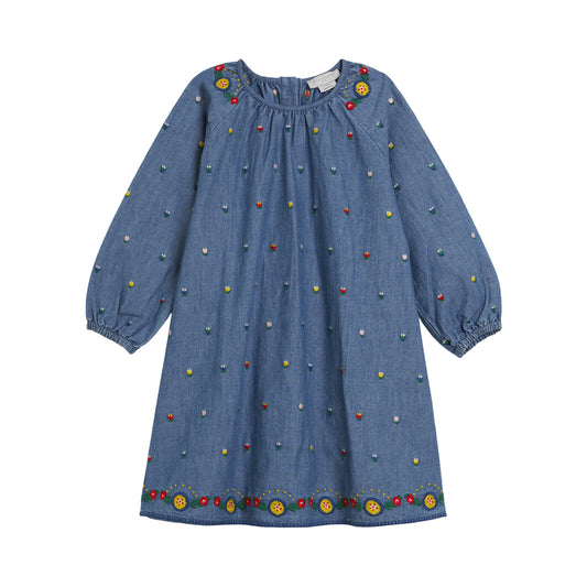 62B.TZ1A50_Z3892_606EM # Kids Long Sleeved Chambray Dress Mini Tulips