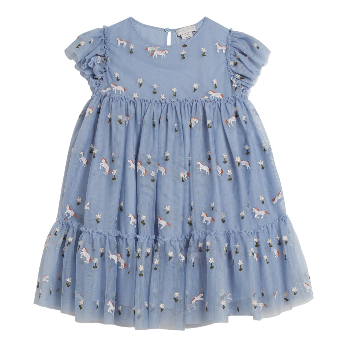 Kids Tulle Dress with Embroideries Horses