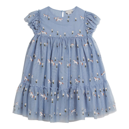 Kids Tulle Dress with Embroideries Horses