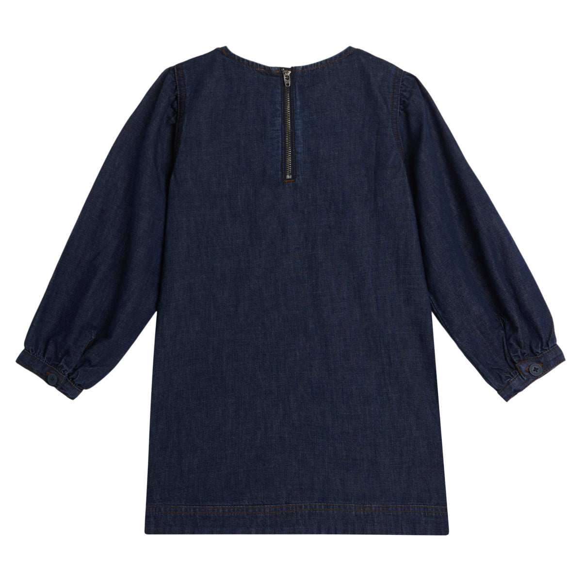 Kids Denim Long Sleeve Dress Crystals