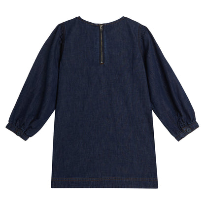 Kids Denim Long Sleeve Dress Crystals