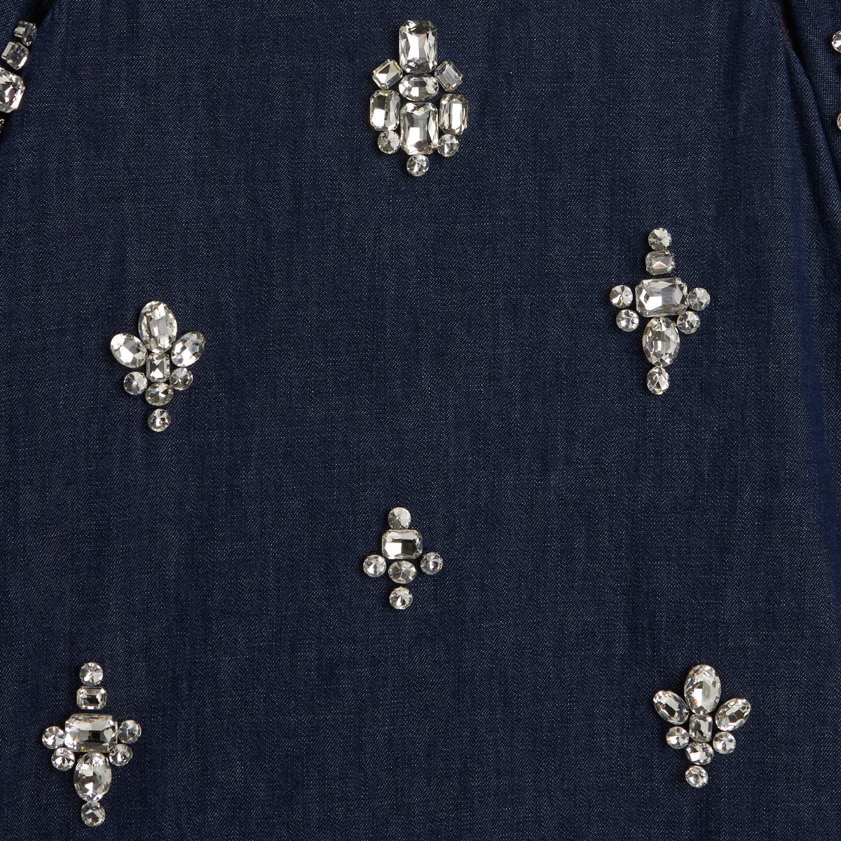 Kids Denim Long Sleeve Dress Crystals