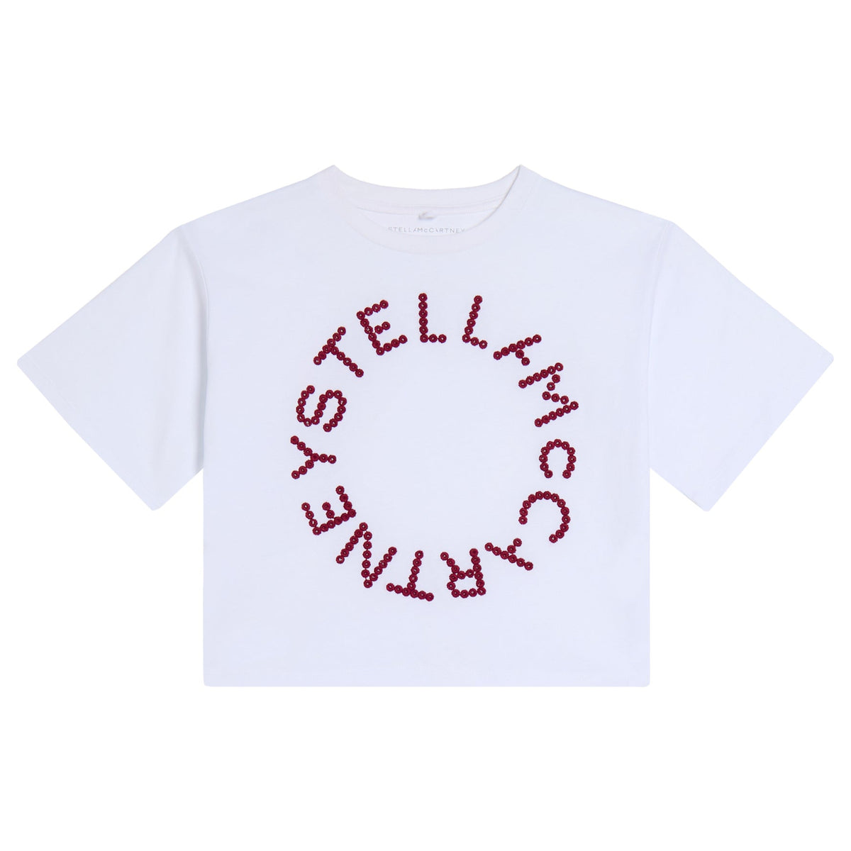 Kids Cropped T-Shirt Burgundy Embroidery