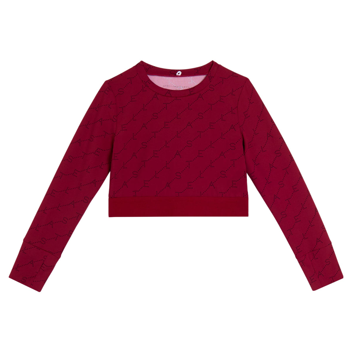 Kids Long Sleeve Sports Crop Top Burgundy