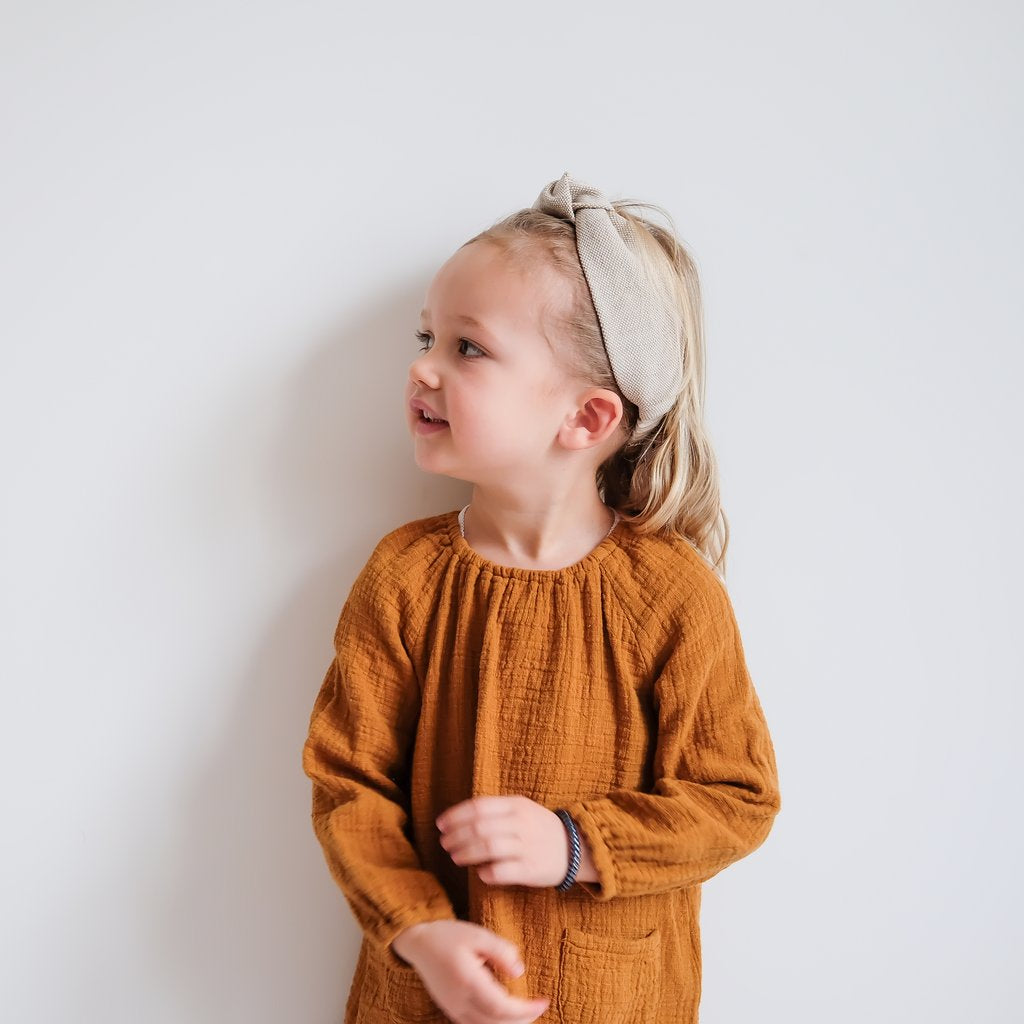 Παιδική Κορδέλα Μαλλιών Μπεζ Λινό