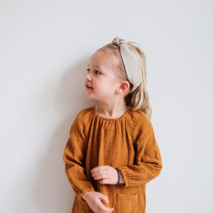 Παιδική Κορδέλα Μαλλιών Μπεζ Λινό