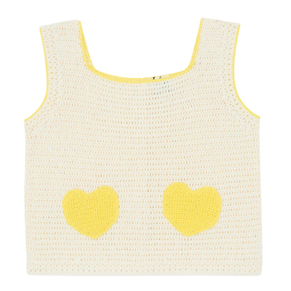 52A.BA18022-11025E # Παιδική Αμάνικη Πλεκτή Μπλούζα Yellow Hearts