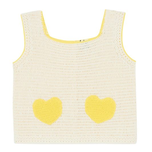 52A.BA18022-11025E # Παιδική Αμάνικη Πλεκτή Μπλούζα Yellow Hearts