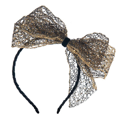 Παιδική Στέκα Μαλλιών Big Bow Gold Black