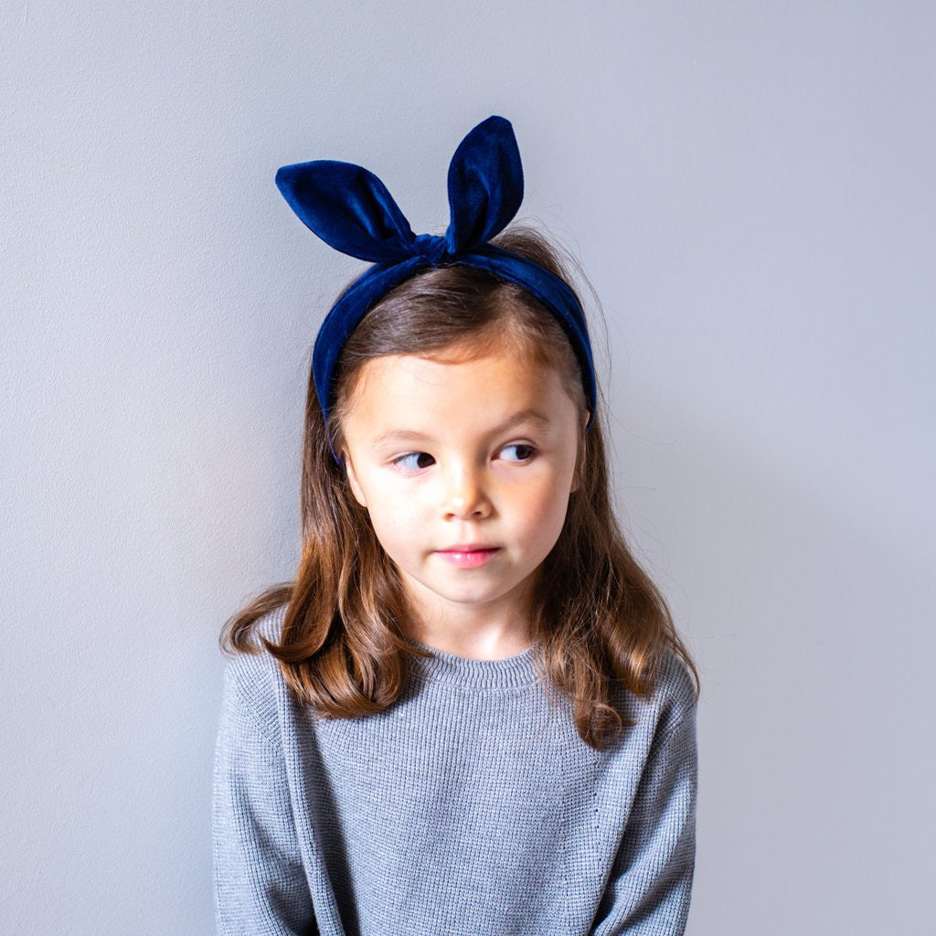 Παιδική Στέκα Μαλλιών Βελούδινη Μπλε Coco Bow