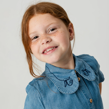 62A.PAWRGBLO0316003 # Kids Short Sleeve Denim Shirt Adosinda Lazuli