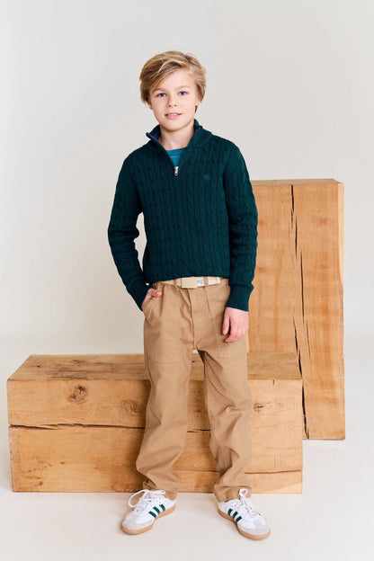 62B.226-2215-610 #  Παιδική Πλεκτή Μπλούζα Rene Dark Green
