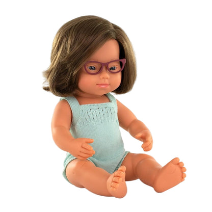 99.31282 # Baby Girl Doll with Down Syndrome & Glasses