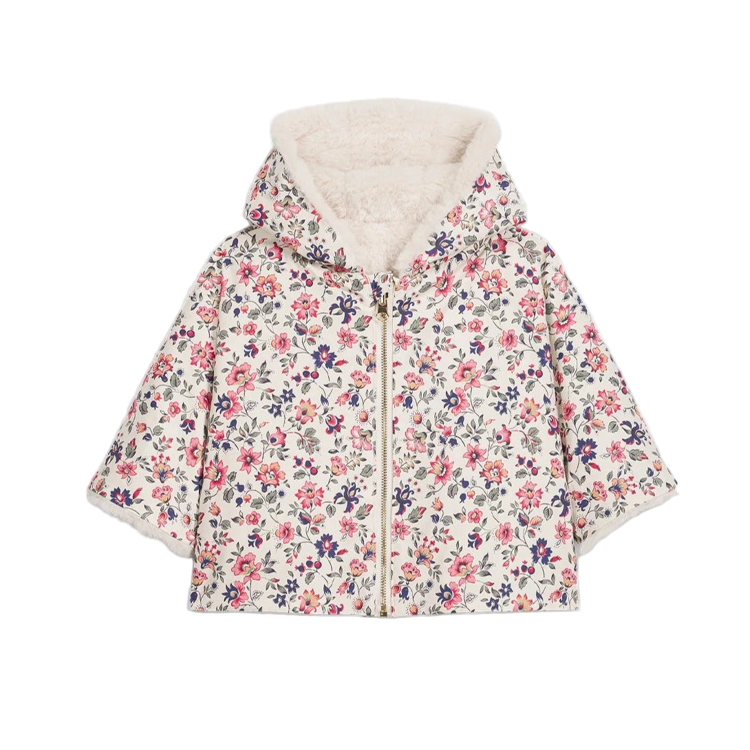 52B.GRC-W25-R0081bb # Baby Jacket Double Sided Velvet Cream Wild Flowers