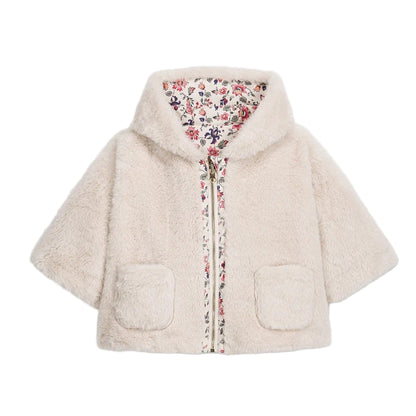 52B.GRC-W25-R0081bb # Baby Jacket Double Sided Velvet Cream Wild Flowers