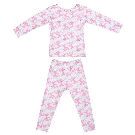 52B.AW25260003 # Παιδική Μακρυμάνικη Πιτζάμα Monkey Business Pink