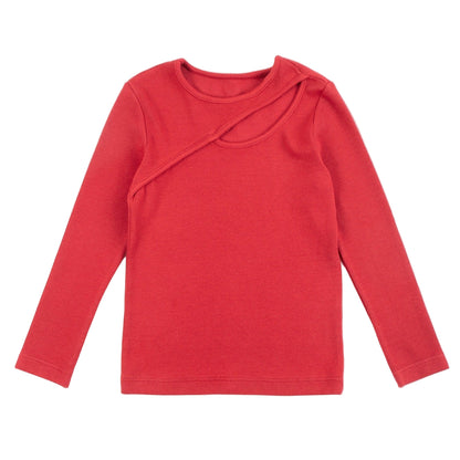 52B.42210222103 # Παιδική Μακρυμάνικη Μπλούζα Ριμπ Cutout Κόκκινη