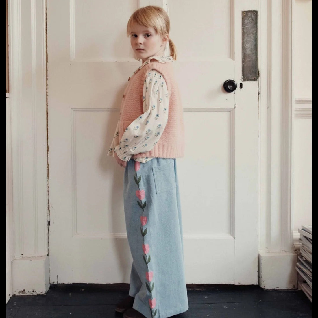 Kids Denim Trousers Tulips