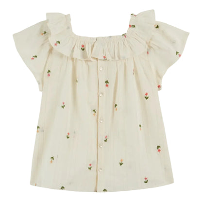 62A.AD138_CREME_BEBE # Baby Short Sleeve Blouse Brodee Creme