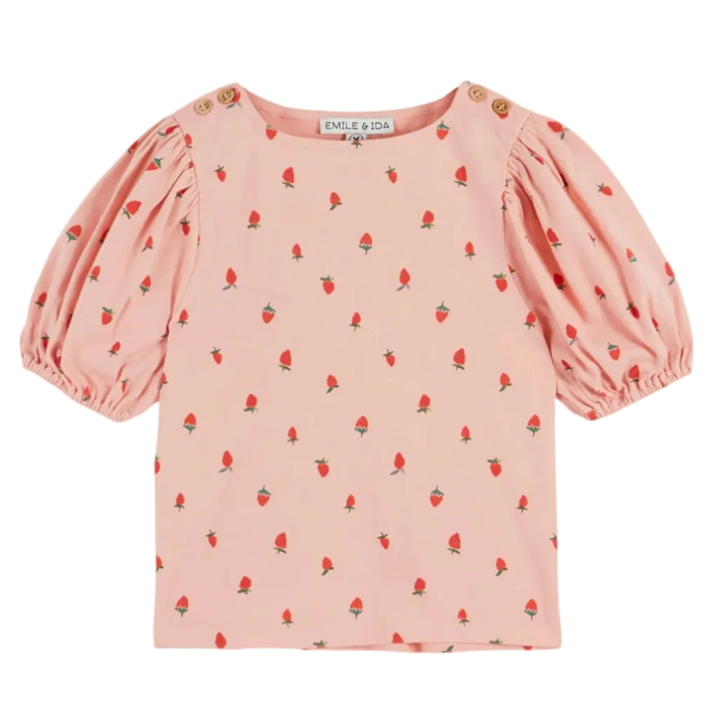62A.AD217_GUARIGUETTE # Παιδική Κοντoμάνικη Μπλούζα Pink Starwberries