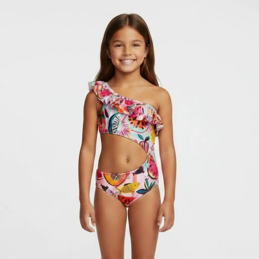 62A.VW-SWIM-JOYPOP # Kids One-Piece Cut Out Swimsuit Joypop