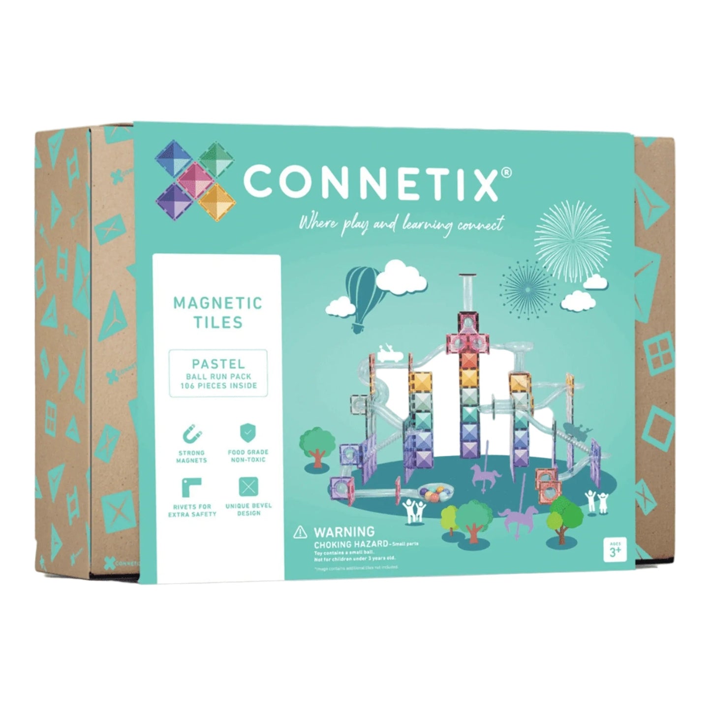 99.CTP00106BR # Magnetic Construction Toy Pastel Ball Run 106 pc