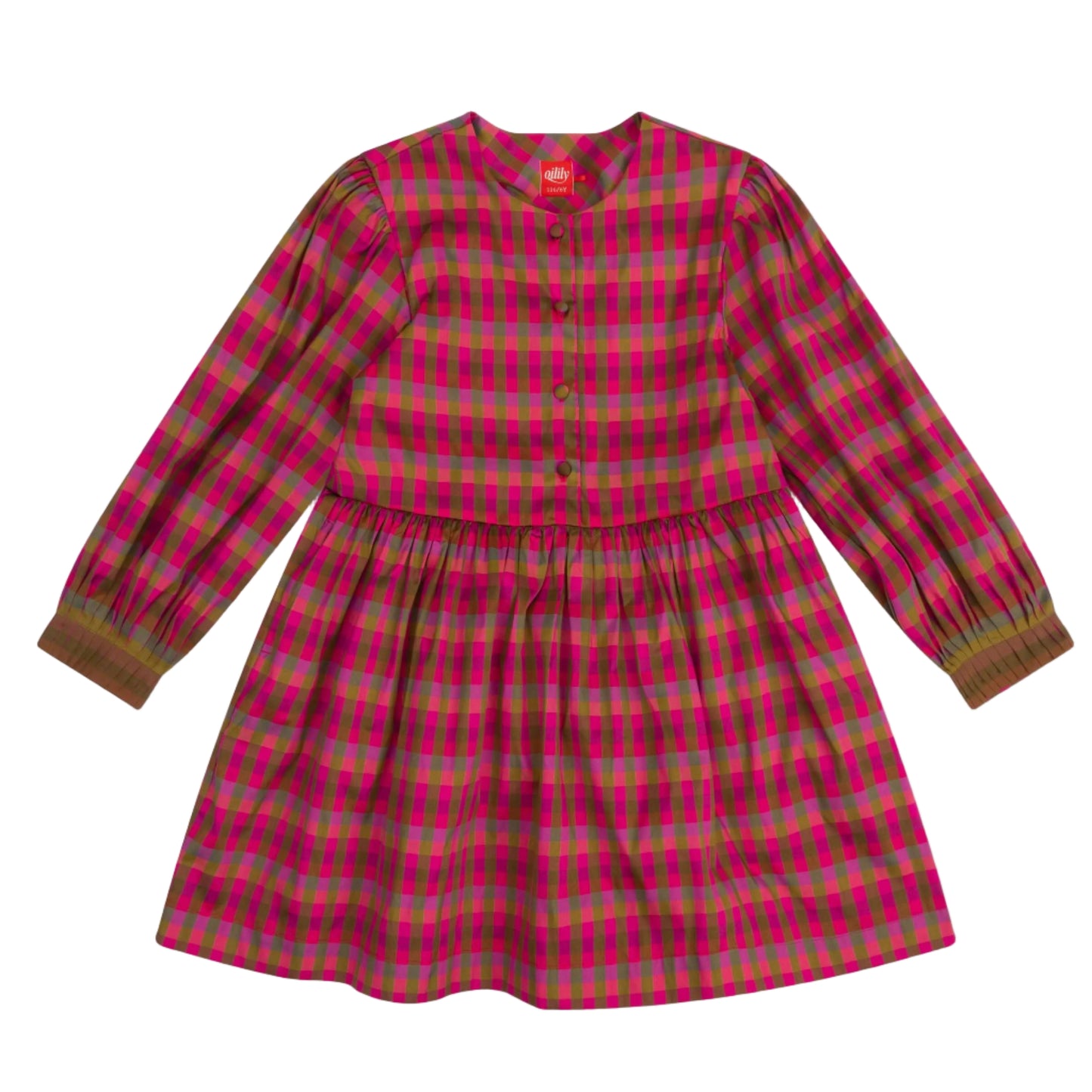 52B.YF25GDR212 # Παιδικό Καρό Φόρεμα Duchess Green Moss