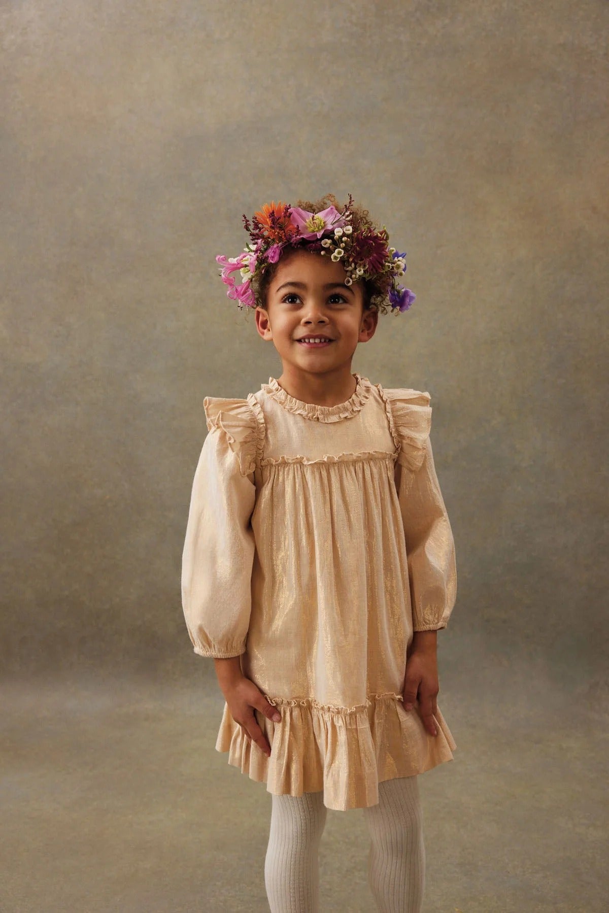 52B.GRI-W25-S0128 # Παιδικό Γυαλιστερό Φόρεμα Nolia Gold