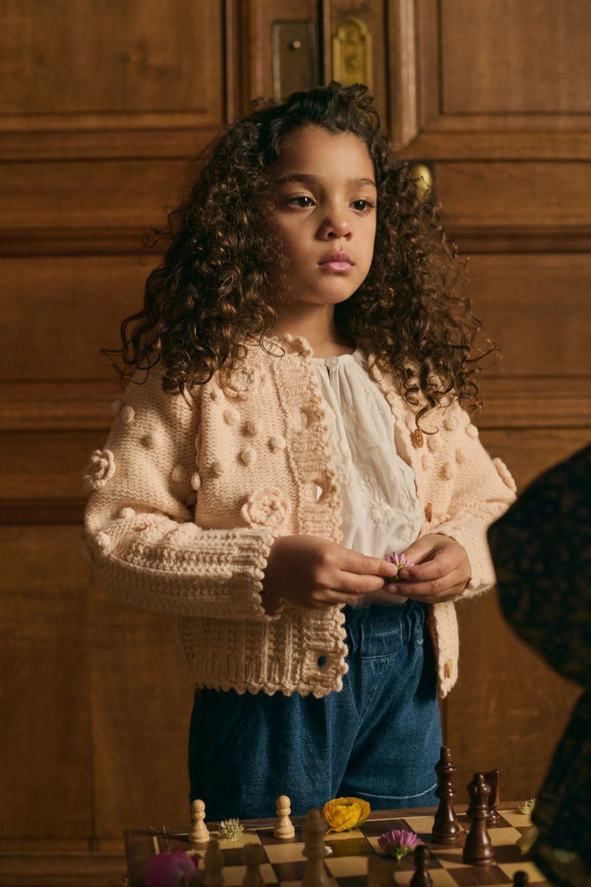 52B.GRC-W25-C0009 # Παιδική Πλεκτή Ζακέτα Cardigan Sandy Blush