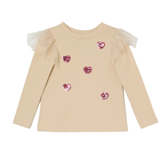 62B.41220322048 # Παιδική Μακρυμάνικη Μπλούζα Tulle Hearts