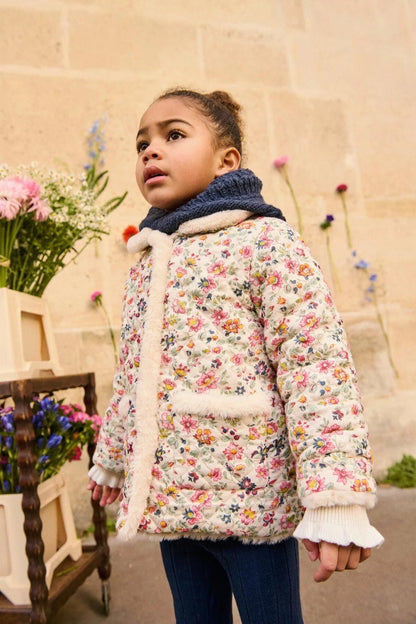 52B.GRI-W25-R0050 # Παιδικό Παλτό Διπλής Όψης Dalila Cream Wild Flowers