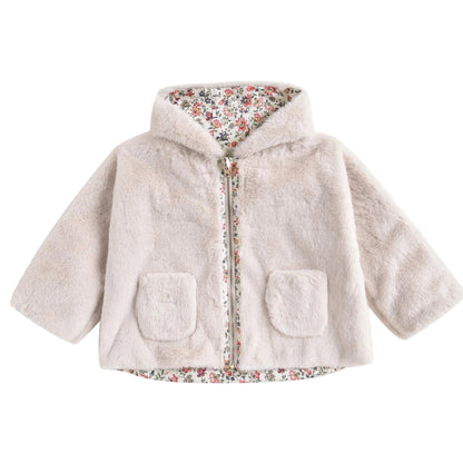 52B.GRC-W25-R0081 # Kids Reversible Jacket Velvet Cream Wild Flowers