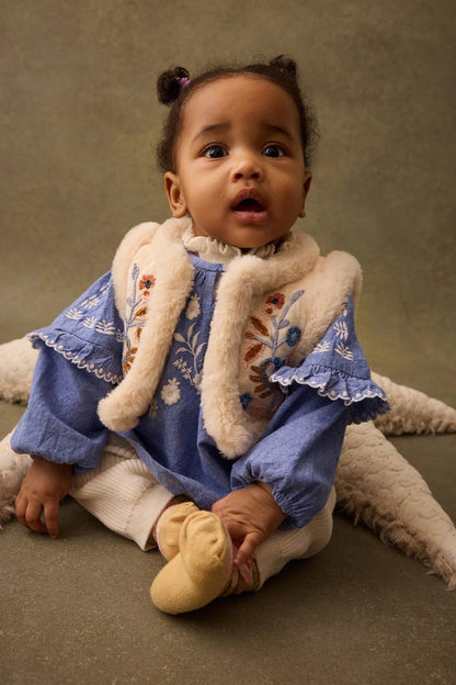 52B.GRI-W25-R0179 # Βρεφικό Γιλέκο Διπλής Όψης Librana Cream