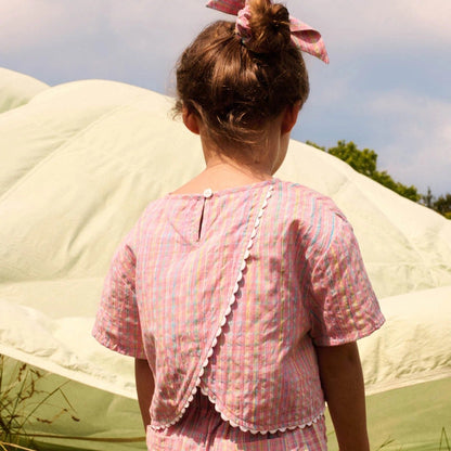 62A.GRI-S26-B0076 # Παιδική Κοντομάνικη Μπλούζα Kalistee Pink Pomelo Checks