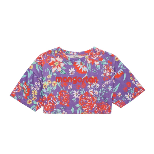 62A.26100509 # Παιδική Κοντομάνικη Μπλούζα Κροπ Vintage Flowers Purple