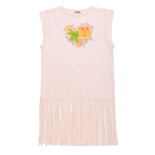 62A.26101316 # Παιδικό Αμάνικο Φόρεμα με Κρόσια Birds Pink