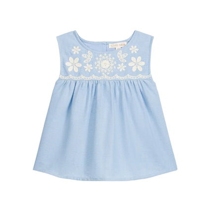 62A.GRI-S26-B0057 # Sleeveless Kids Top Malaya Oxford Blue