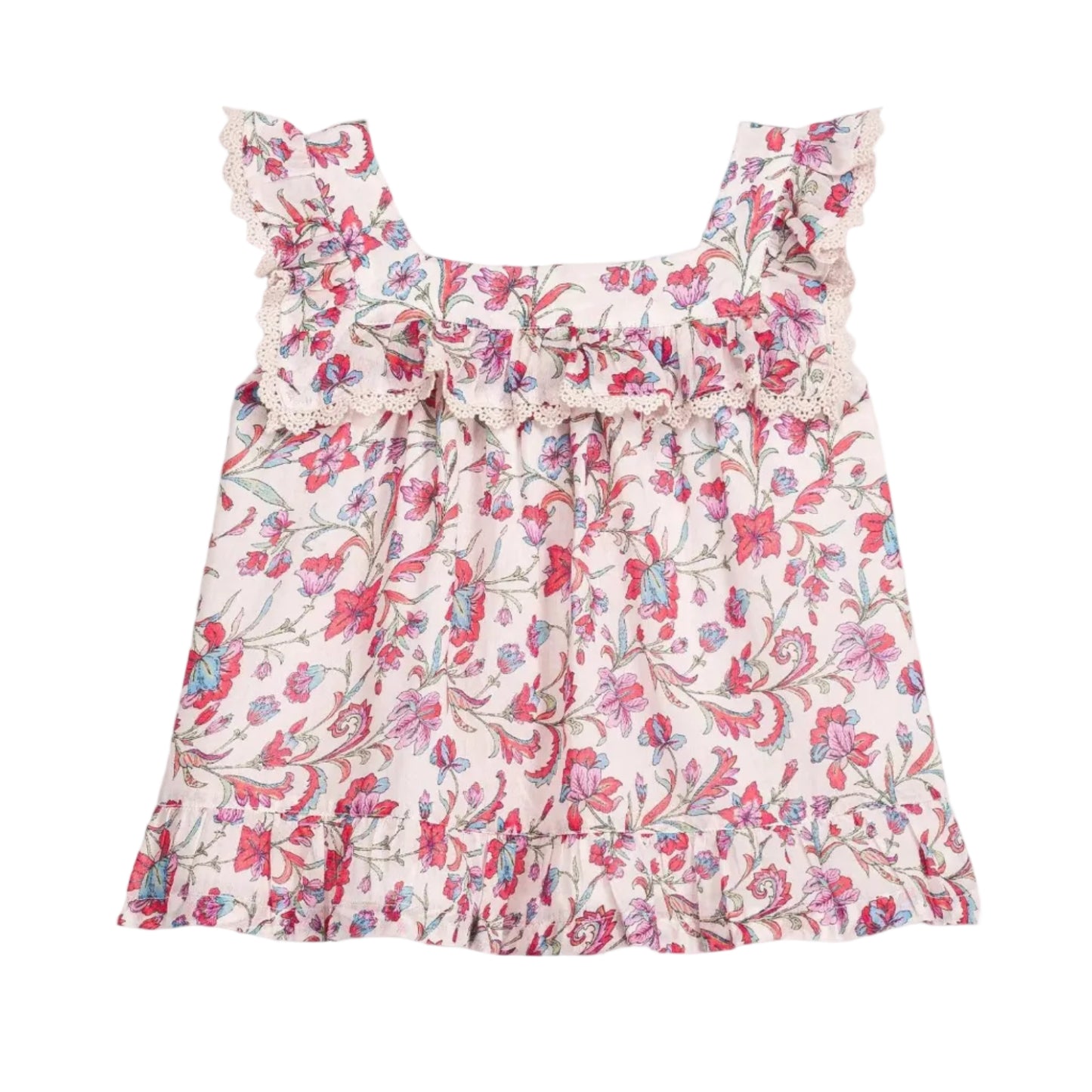 62A.GRI-S26-B0071 # Kids Sleeveless T-Shirt Inessa Cream Floral Haven
