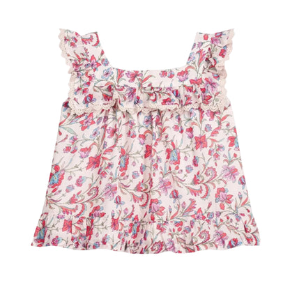 62A.GRI-S26-B0071 # Kids Sleeveless T-Shirt Inessa Cream Floral Haven
